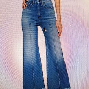 Hale Women's June High Waisted Wide Leg Crop Jean With Pin Tucks